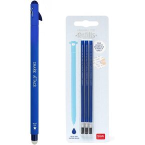 Shark Shark Erasable Gel Pen Blue Ink + Kit 3 Refills Refill Blue Ties For Girls
