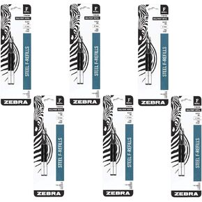 Zebra(R) Ballpoint F-Refills For F-301 Ultra,F-301 Pen, F-301 Compact, F-402 Pen, Fine Point, 0.7 mm, Black (6)