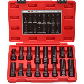 16-Piece Locking Lug Master Key Set, SAE and Metric Wheel Lock Removal Kit for Removing Lock Lug Nuts on Aftermarket Wheels