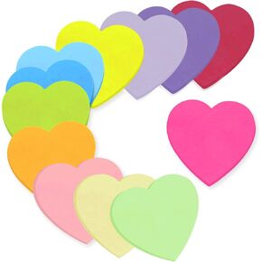 Self-Sticky Notes, Sticky Notes, 12 Colors Heart Bright Colorful Sticky Pad, for School Office Bible Study 2.76 x 2.76 Inch 600 Sheets
