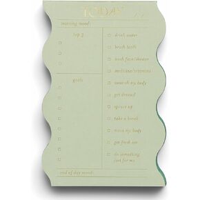 DesignWorks Ink 4" x 6" Wavy Daily Self Care, Priorities, and Goals Notepad with 180 Tear-Off Sheets, Lilac