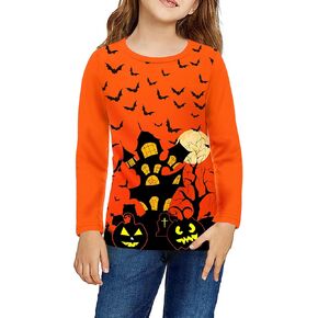Arshiner Girls Halloween Shirts Cotton Tops for Girl Long Sleeves Classic Style Blouse Tops Tee Blouse