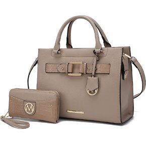 MKF Crossbody Tote Bag for Women & Wristlet Wallet Purse Set – PU Leather Top-Handle Satchel Shoulder Handbag Black