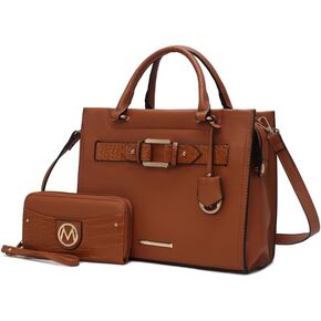 MKF Crossbody Tote Bag for Women & Wristlet Wallet Purse Set – PU Leather Top-Handle Satchel Shoulder Handbag Black in Kuwait