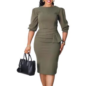 ZVO Midi Dress for Women Pencil Dress Fashion Work Dress Elegant Church Dress High Waist Outfits