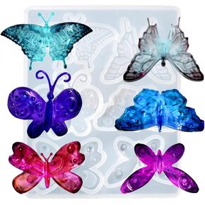 HOMICO فراشة الراتنج قوالب سيليكون المفاتيح قوالب القرط قوالب DIY بها بنفسك الحرفية صنع المجوهرات قلادة راتنجات الايبوكسي قوالب الصب، 6 تجويف in Kuwait