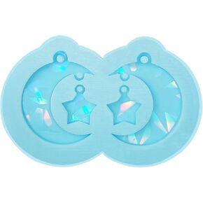 Star Moon Silicone Molds with Hole Earring Pendant Epoxy Resin Mold Light and Shadow Keychain Casting Molds Jewelry Making Mold