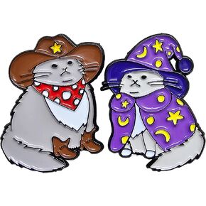 Combo Pin Enamel Cowboy Wizard Cat Kitty