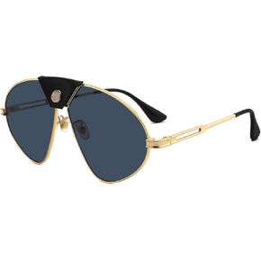 Technigadgets Clint Oval Metal Frame Sunglasses With PU Leather Clip-On Bridge UV Protection Mens Gifts For Outdoor Sports Party Vacation Travel Driving Fashion Wear Black