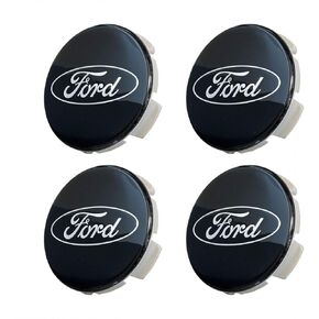 Set of Four 2 1/8" Black and Chrome Center Wheel Cap Kit, for Current and Late Model Ford Passenger Cars - Does not fit Ford Truck or SUV Wheels