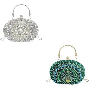 Rhinestone Purse Sparkly Evening bag Silver Clutch Purses for Women