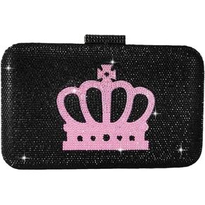 Boutique De FGG Luxury Crystal Evening Bags Crown & Queen Clutch Purse for Wedding Party Rhinestone Handbags