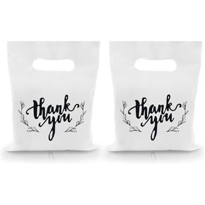 KEEPARTY 100 PCS Small Thank You Merchandise Bags Plastic Goodie Bags Party Favor Bags for Birthday Party Baby Shower Wedding Merchandise Gifts Trade Shows (White) in Kuwait