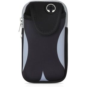 REVGOZU New Sports Music Mobile arm Bag Running Bag Waterproof Wrist Bag for Men and Women Mobile arm Strap, Suitable for iPhone and Android, Use for Running, Walking, Hiking & Biking（Silver-Black）