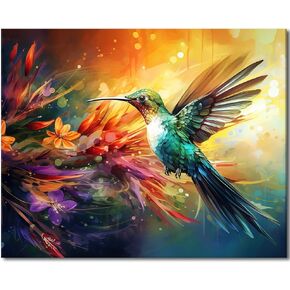 TUMOVO Paint by Numbers for Adults, Hummingbird in Flight Adults' Paint-by-Number Kits Color Animal Paint by Number on Canvas Paint-by-Number Kits Home Wall Decoration, 16 x20 Inch