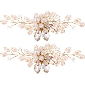 Holibanna 1 Pair Women Shoe Clips Bride Shoe Decorations Bridal Rhinestone Pearl Shoe Clips Shoe Charms