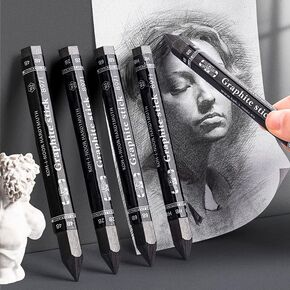 4Pcs Graphite Stick Set HB 2B 4B 6B Woodless Hexagonal Pencil Graphite Crayon for Student Artist Sketching Drawing Shading Art Supplies