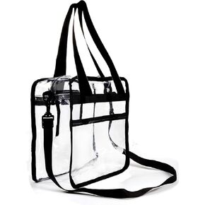Youngever Clear Bag, Large Tote Bag, Heavy Duty Clear Bag with Shoulder Straps and Adjustable Crossbody Strap (Pack of 1)