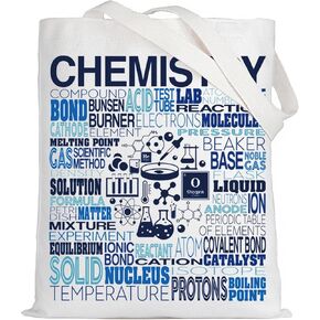 LEVLO Chemistry Canvas Tote Bag Chemistry Teacher Gift Chemist Shoulder Bag For Chemistry Lover