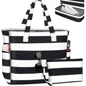 Beach Bag for Women Waterproof Sandproof & Small Makeup Bag with Zipper,Extra Large Pool Bag with Wet Compartment