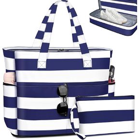 Beach Bag for Women Waterproof Sandproof & Small Makeup Bag with Zipper,Extra Large Pool Bag with Wet Compartment