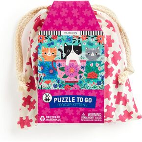 Mudpuppy Teacup Kittens - 36 Piece Puzzle to Go Featuring Charming Cats and Colorful Florals Perfect Summer Travel Activity for Children Ages 3 and Up