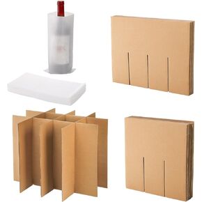 Dicunoy 6 Sets of Glass Divider Kits for Moving Box, Carboard Wine Glassware Dish Packing Moving Boxes with 72 Package Foam Pouches, for 16 x 12 x 12 Inch Box (Box Not Included)