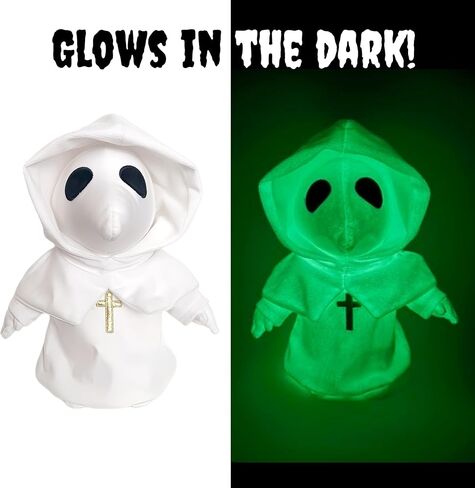 Plague Doctor Plush Toy - 10" Glow in The Dark Stuffed Animal - Cute Spooky White Horror Plush - Soft Monster Creepy Plushies - Ideal for Adults or Kids in Saudi Arabia