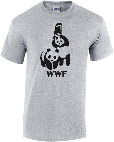 DIRTYRAGZ Men's WWF Funny Panda Bear Wrestling T Shirt Black in Kuwait