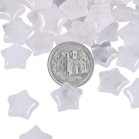 Amogeeli 10pcs Mini Polished Rock Crystal Star Shaped Palm Pocket Stone Decoration for Home Desk Table Meditation Reiki in Kuwait