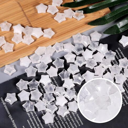 Amogeeli 10pcs Mini Polished Rock Crystal Star Shaped Palm Pocket Stone Decoration for Home Desk Table Meditation Reiki in Kuwait