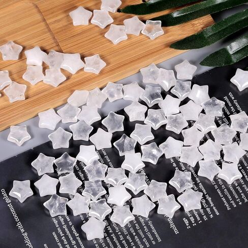 Amogeeli 10pcs Mini Polished Rock Crystal Star Shaped Palm Pocket Stone Decoration for Home Desk Table Meditation Reiki in Kuwait