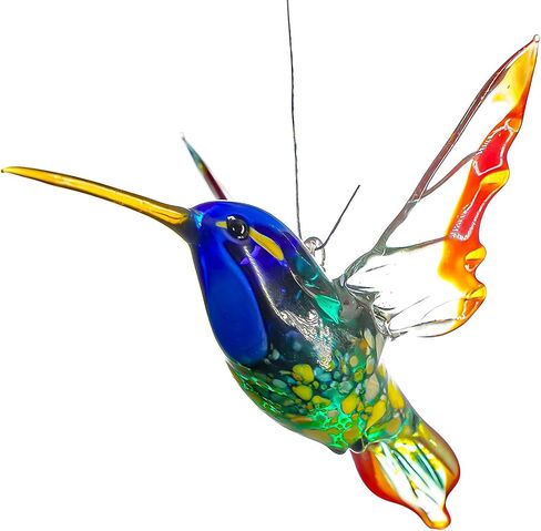 Hummingbird Pendant Hanging Figurine Hand Blown Art Glass Murano Handmade Miniature Animals Birds Collection Glass Blown Sculpture Glass Ornament Figurine Gifts & Decor Art Glass in Saudi Arabia