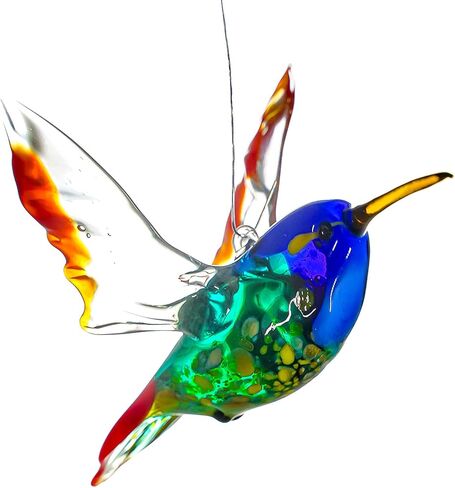 Hummingbird Pendant Hanging Figurine Hand Blown Art Glass Murano Handmade Miniature Animals Birds Collection Glass Blown Sculpture Glass Ornament Figurine Gifts & Decor Art Glass in Saudi Arabia