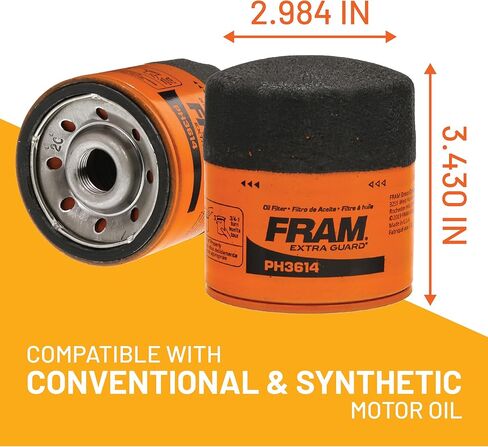 FRAM Ultra Synthetic Automotive Replacement Oil Filter, Designed for Synthetic Oil Changes Lasting up to 20k Miles, XG3614 with SureGrip (Pack of 1) in Kuwait