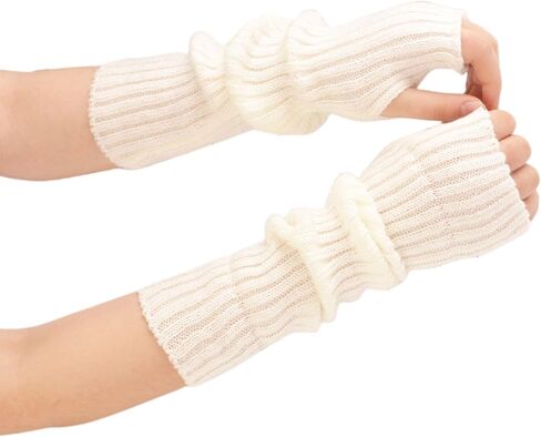Fashion Arm Warmers Winter Long Fingerless Gloves, Knit Mitten Gloves Arm Sleeves Women With Thumb Hole. For: Unisex Style. in Saudi Arabia