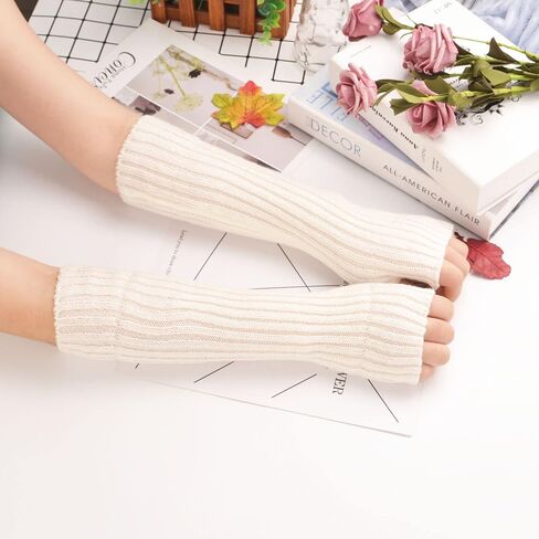Fashion Arm Warmers Winter Long Fingerless Gloves, Knit Mitten Gloves Arm Sleeves Women With Thumb Hole. For: Unisex Style. in Saudi Arabia