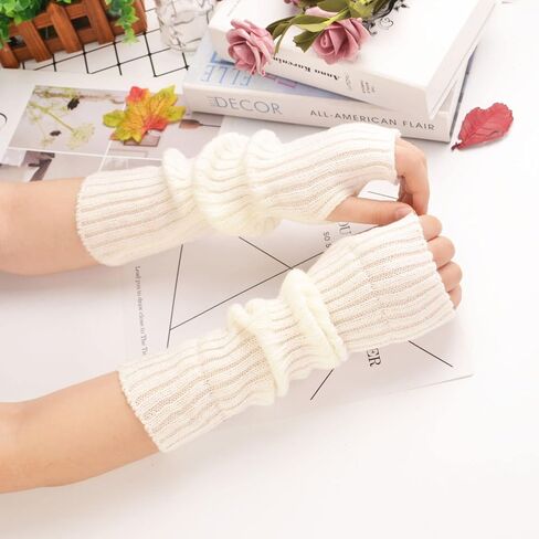 Fashion Arm Warmers Winter Long Fingerless Gloves, Knit Mitten Gloves Arm Sleeves Women With Thumb Hole. For: Unisex Style. in Saudi Arabia
