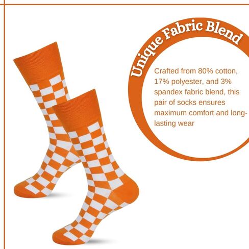 Tennessee Checkerboard Orange & White Men's Socks | TN Apparel | Vols Socks | Gift for TN Volunteer Alumni & Fans in Kuwait
