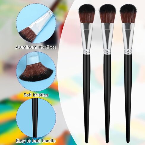 10 PCS Mop Brush for Acrylic Painting, 1 Inch Blending Brush for Acrylic Painting with Short Wooden Handle, Oval Blending Brushes Oil Paint Brushes for Gouache, Acrylic, Watercolor, Face Body, Black in Kuwait
