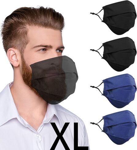 Beard Face Mask for Bearded Men, Extra Large XL Facemask with Nose Wire Washable Reusable Breathable Adjustable Ear Loops Fashionable Adult Stripe Cotton Cloth Fabric Madks, cubre bocas para hombres in Kuwait