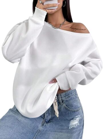 LovelyWholesale Women Off the Shoulder Sweatshirts Casual Long Sleeve Pullover in Saudi Arabia