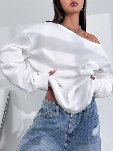 LovelyWholesale Women Off the Shoulder Sweatshirts Casual Long Sleeve Pullover in Saudi Arabia