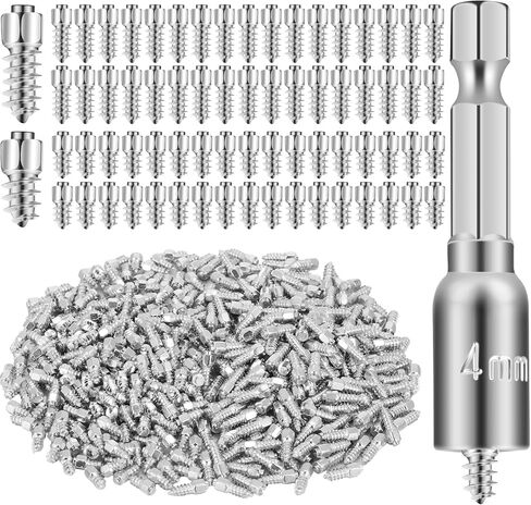 500 Pcs Carbide Screw Tire Studs, Anti Slip Snow Tire Studs Wheel Tyre Studs Anti Ice Snow Spikes for SUV/Tractor/ATV/UTV/Motorcycle, with Installation Tool, 4 x 12mm, 4x9mm in Kuwait