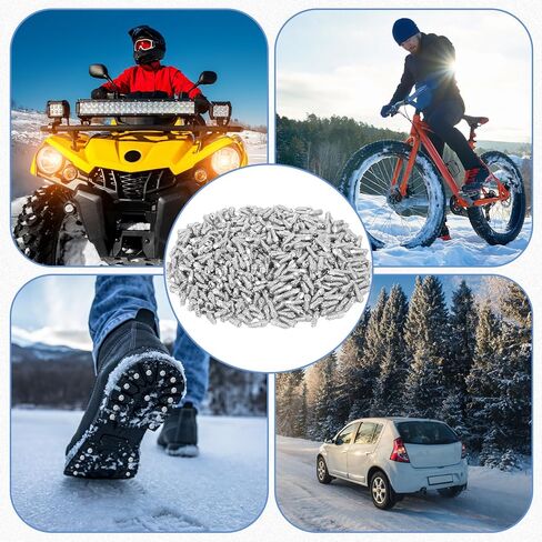 500 Pcs Carbide Screw Tire Studs, Anti Slip Snow Tire Studs Wheel Tyre Studs Anti Ice Snow Spikes for SUV/Tractor/ATV/UTV/Motorcycle, with Installation Tool, 4 x 12mm, 4x9mm in Kuwait