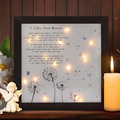 Memorial Gifts, LED Shadow Box in Memory of a Loved One, Sympathy Gifts for Loss of Loved One, Remembrance/Bereavement Gift Ideas, in Memory of Mom Dad Brother Sister Miscarriage (9x9 inch) in Saudi Arabia