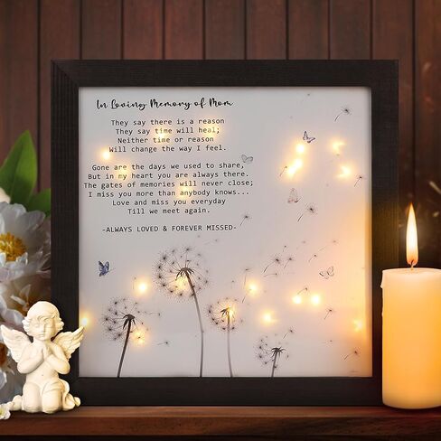 Memorial Gifts, LED Shadow Box in Memory of a Loved One, Sympathy Gifts for Loss of Loved One, Remembrance/Bereavement Gift Ideas, in Memory of Mom Dad Brother Sister Miscarriage (9x9 inch) in Saudi Arabia