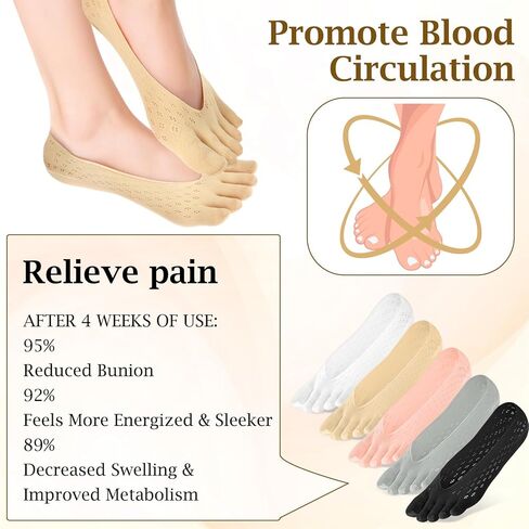 5Pairs Bunion Socks for Women, Bunion Relief Toe Separator Socks Toe Alignment Socks for Bunion Correction, Bunions Compression Toe Socks, Orthopedic Toe Compression Socks Foot Alignment Socks in Saudi Arabia