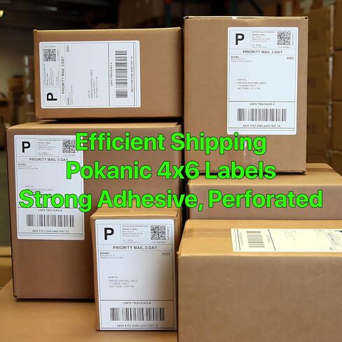Fanfold 4 x 6 inch - 1000 Thermal Labels Stack Direct White Strong Adhesive Perforated Postage Shipping Printer Compatible with Zebra SNBC Epson Rollo (1000 Labels, 2 Stacks) in Kuwait