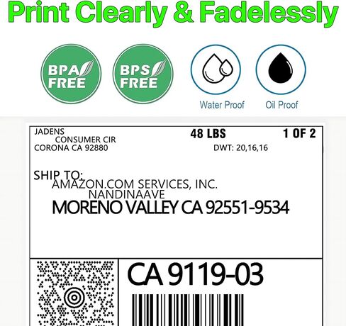 Fanfold 4 x 6 inch - 1000 Thermal Labels Stack Direct White Strong Adhesive Perforated Postage Shipping Printer Compatible with Zebra SNBC Epson Rollo (1000 Labels, 2 Stacks) in Kuwait